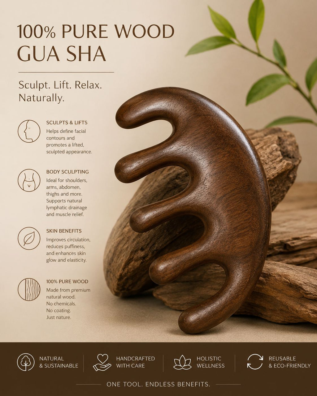 Wooden Gua Sha