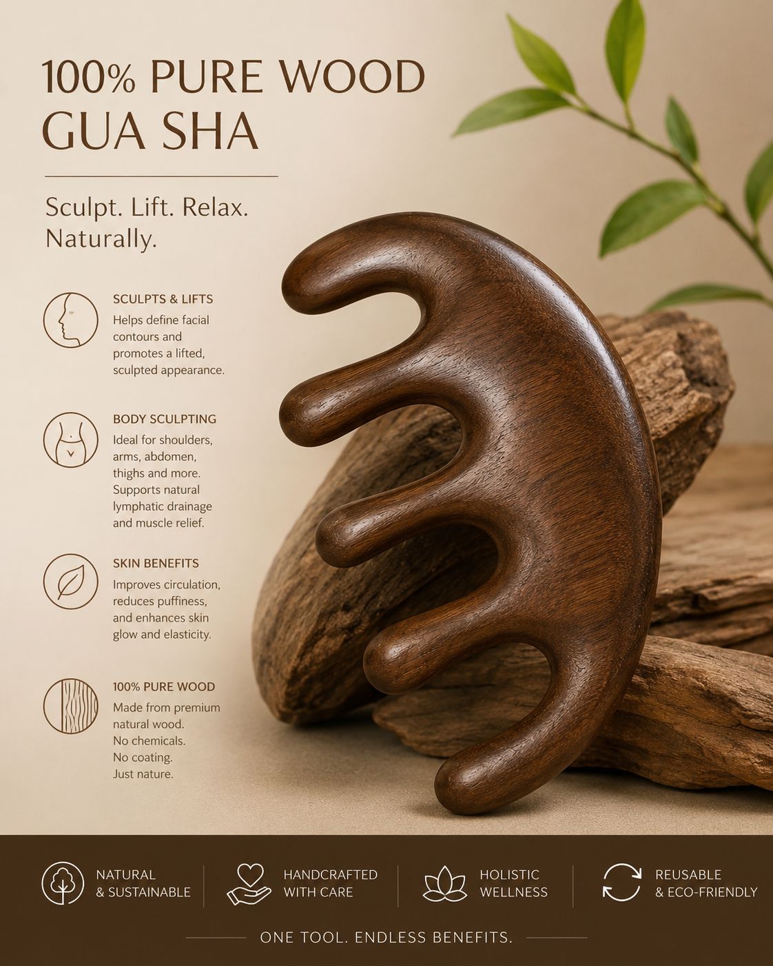Wooden Gua Sha